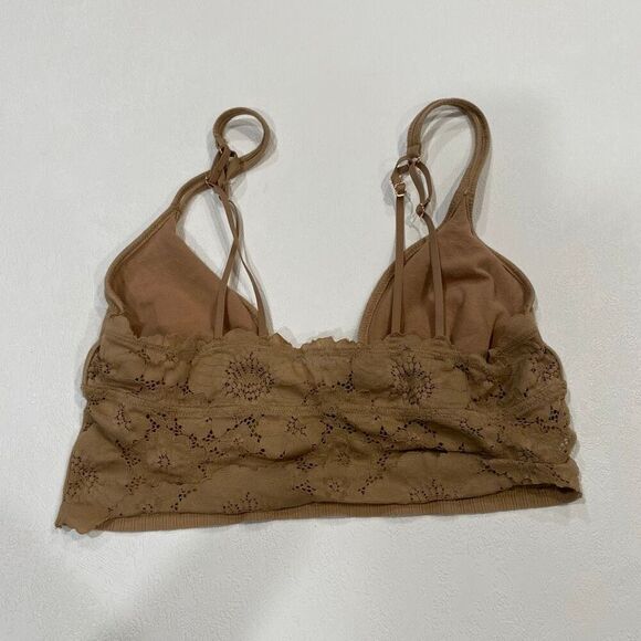 Aerie Real Good Ribbed Bralette Tan Brown Size M Medium Adjustable Straps - Picture 2 of 5